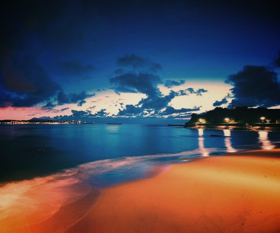 Пляж во франции ночью обои
