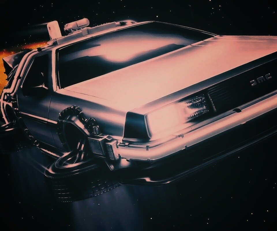 Летающий Делореан обои