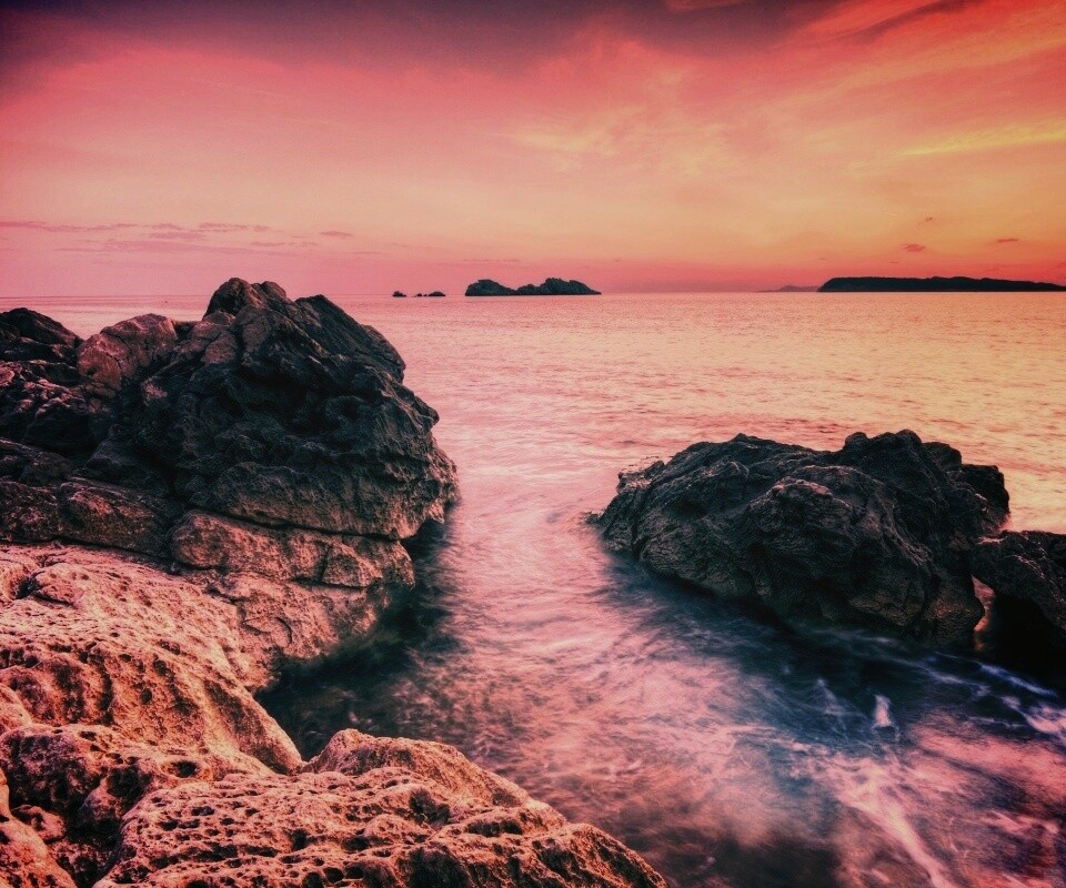 Закат на море обои