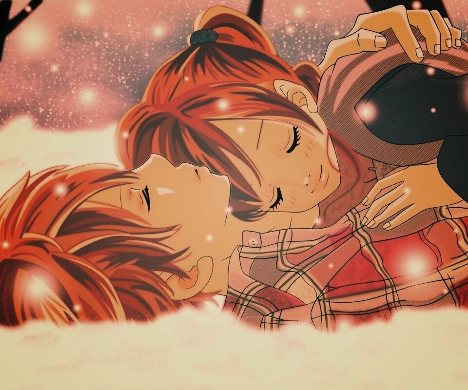 Двое на снегу из Bokura Ga Ita обои