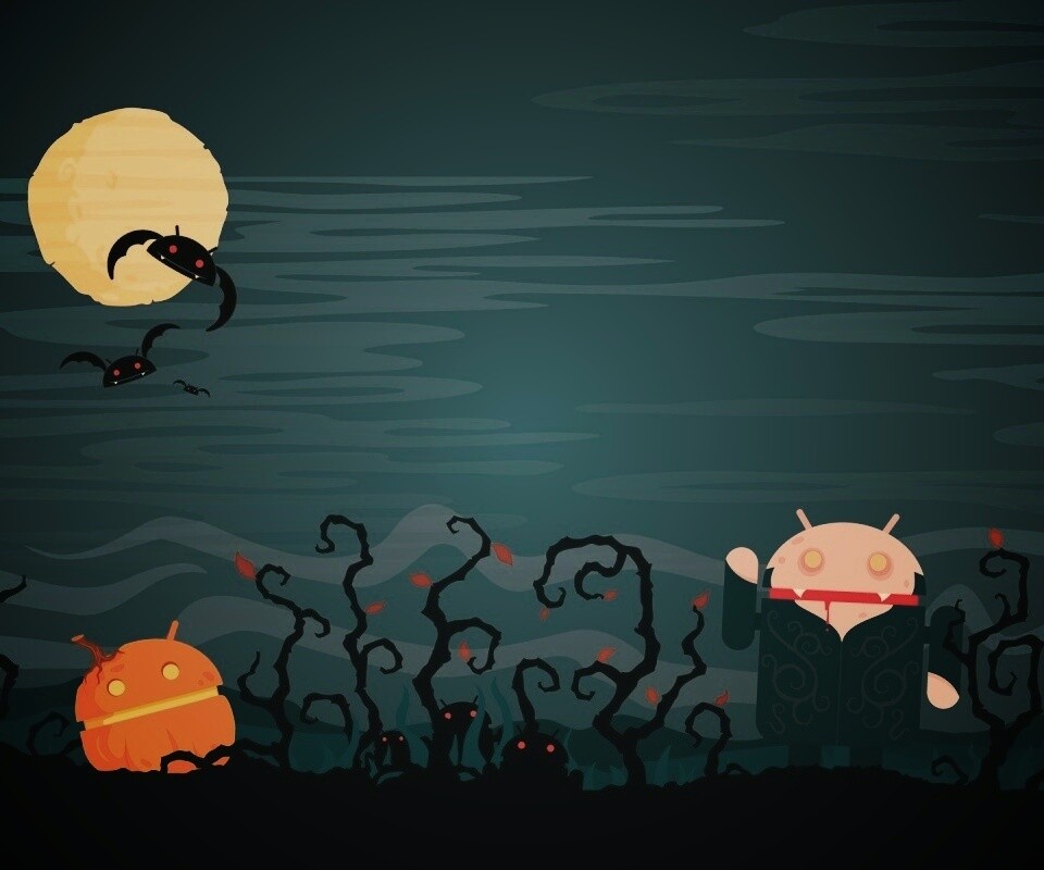 Хэллоуин в стиле Google Android обои