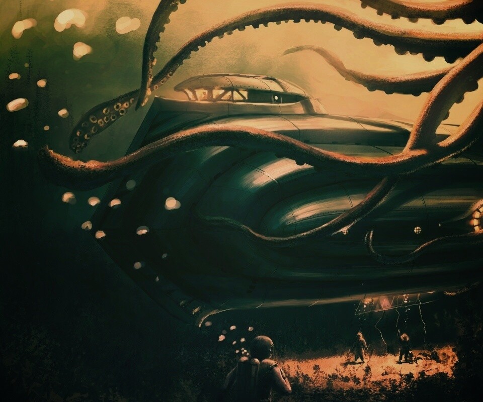 Наутилус в плену щупалец обои