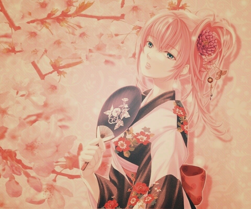Девушка в кимоно обои