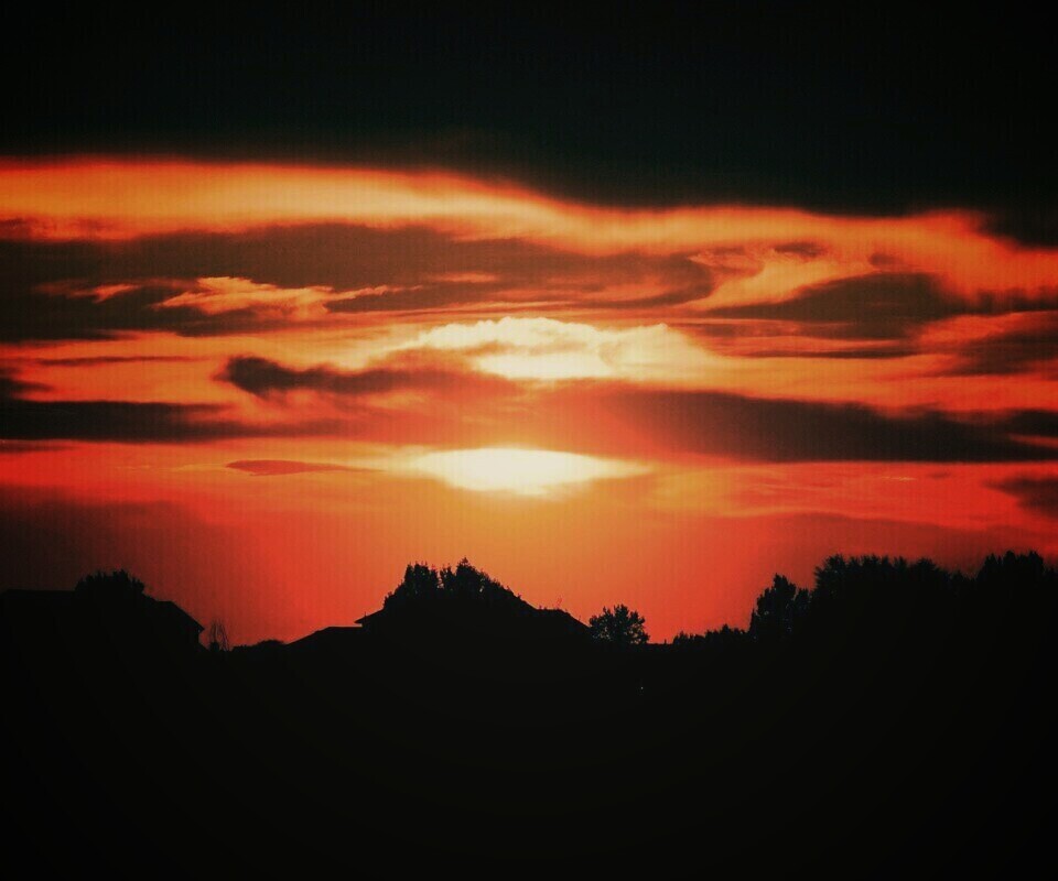 Оранжевый закат обои