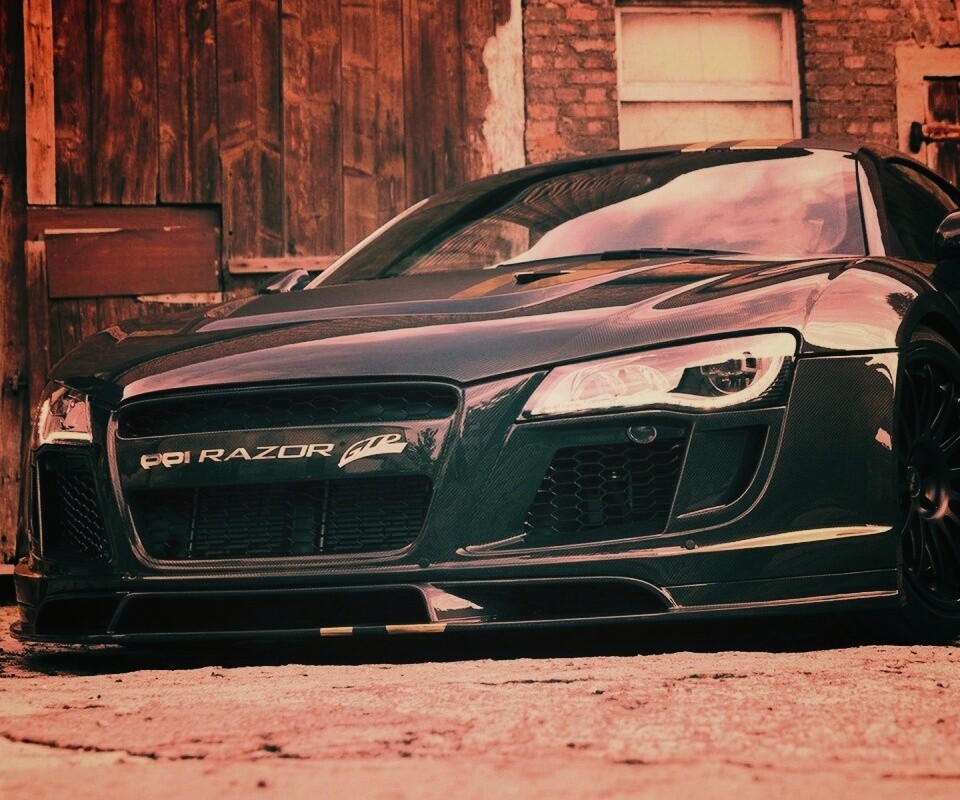 Черная Audi R8 обои