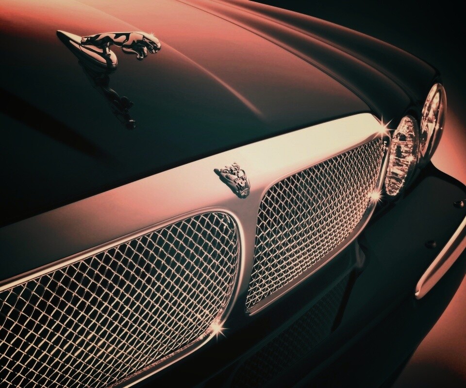 Капот и эмблема Ягуара обои