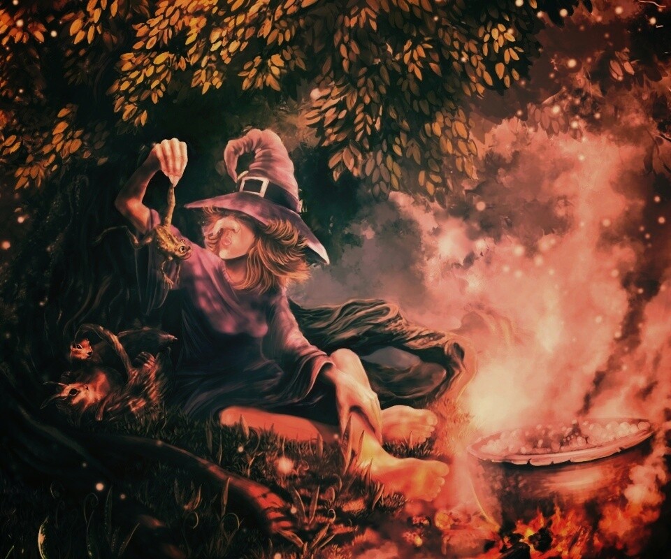 Ведьма варит зелье обои