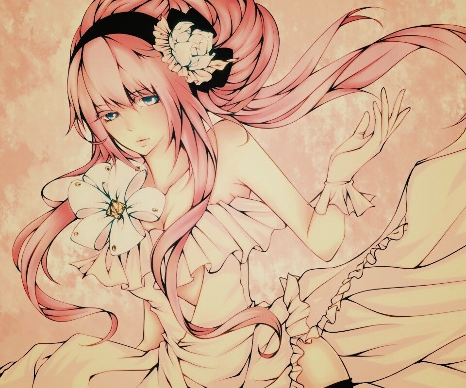 Розововолосый вокалоид обои