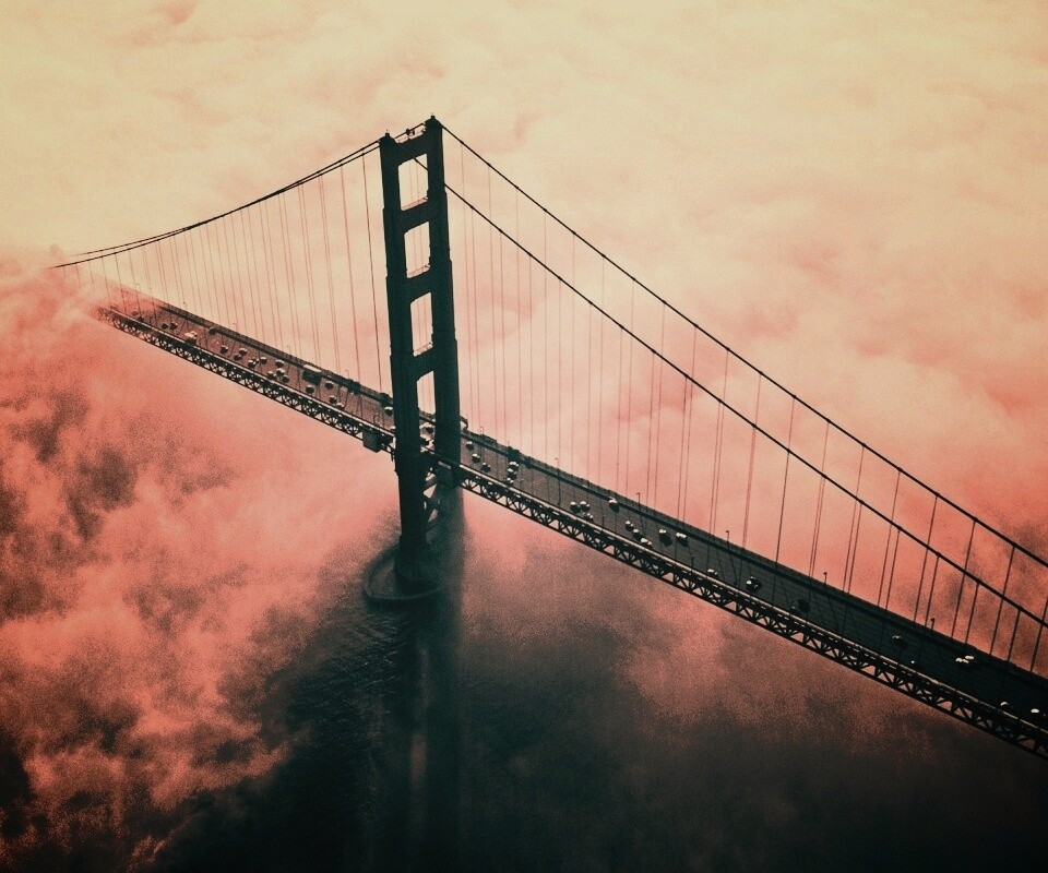 Мост Золотые ворота утопает в тумане обои