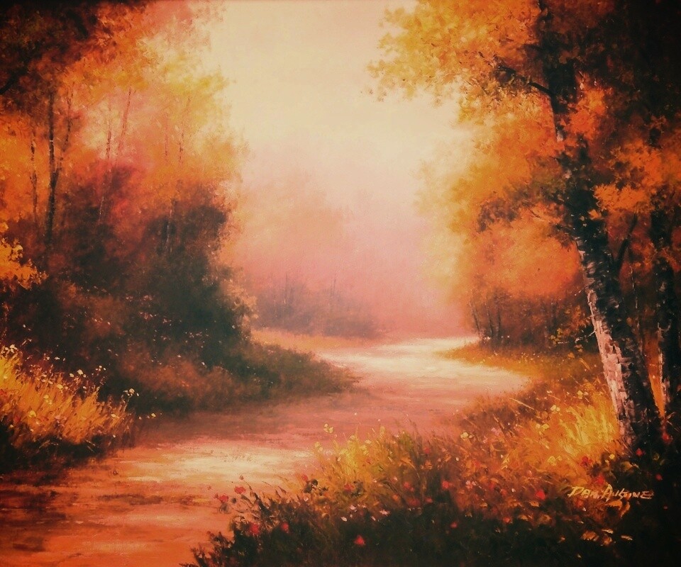 Рисунок лесной дороги обои