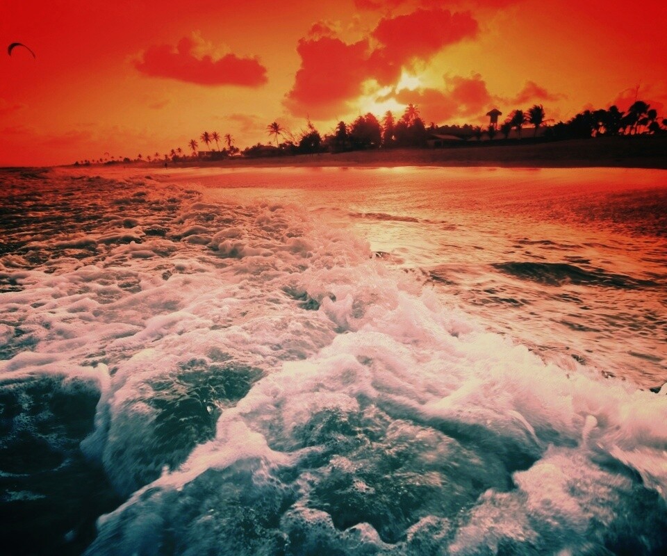 Огненный пляж обои