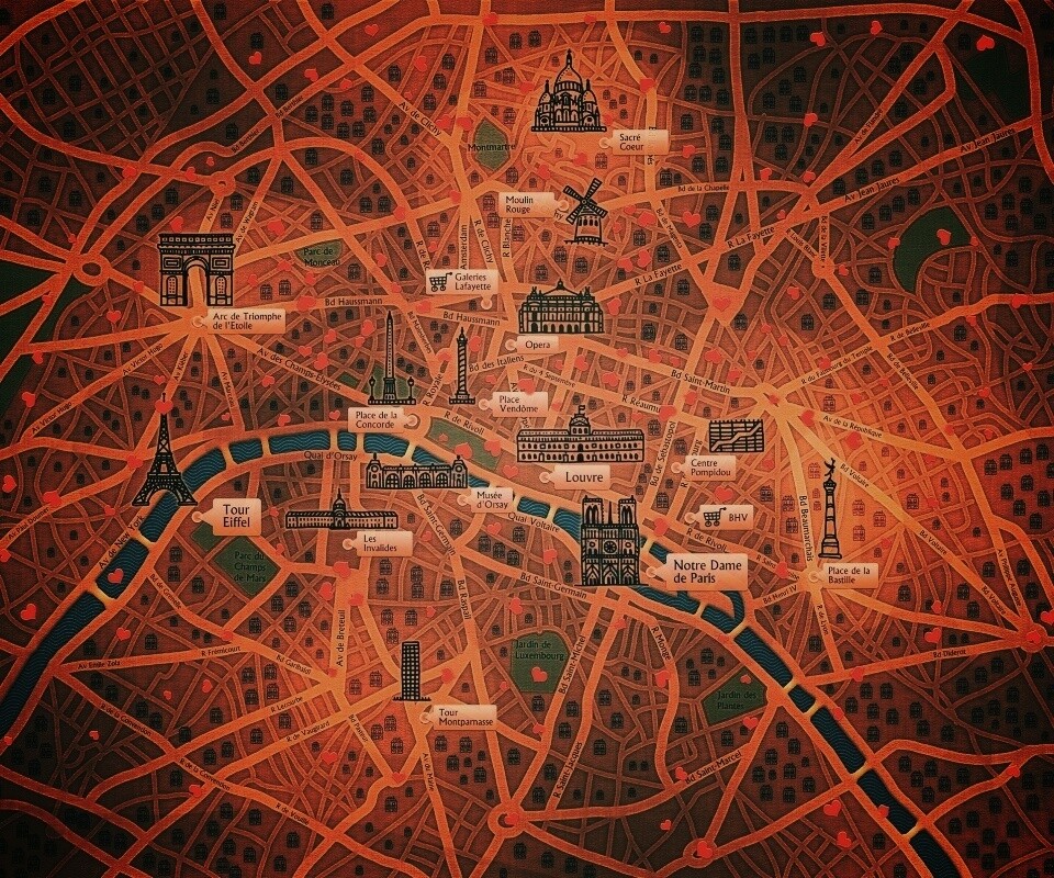 Карта Парижа обои