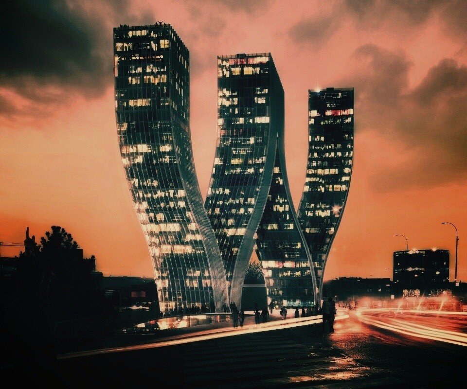 Здание в форме буквы W обои