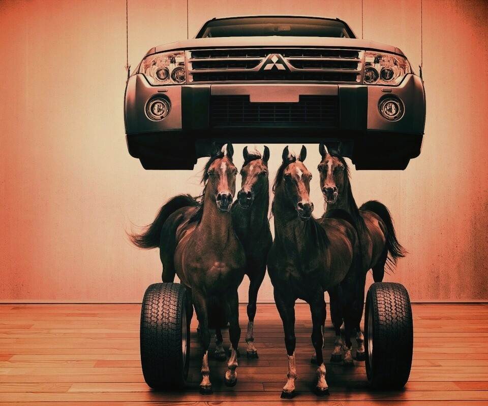 Лошадинные силы - принт Митсубиси обои