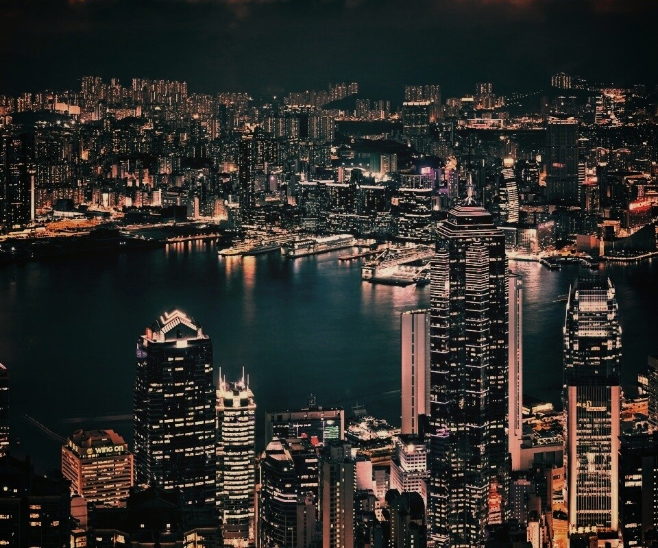 Небоскребы ночью обои