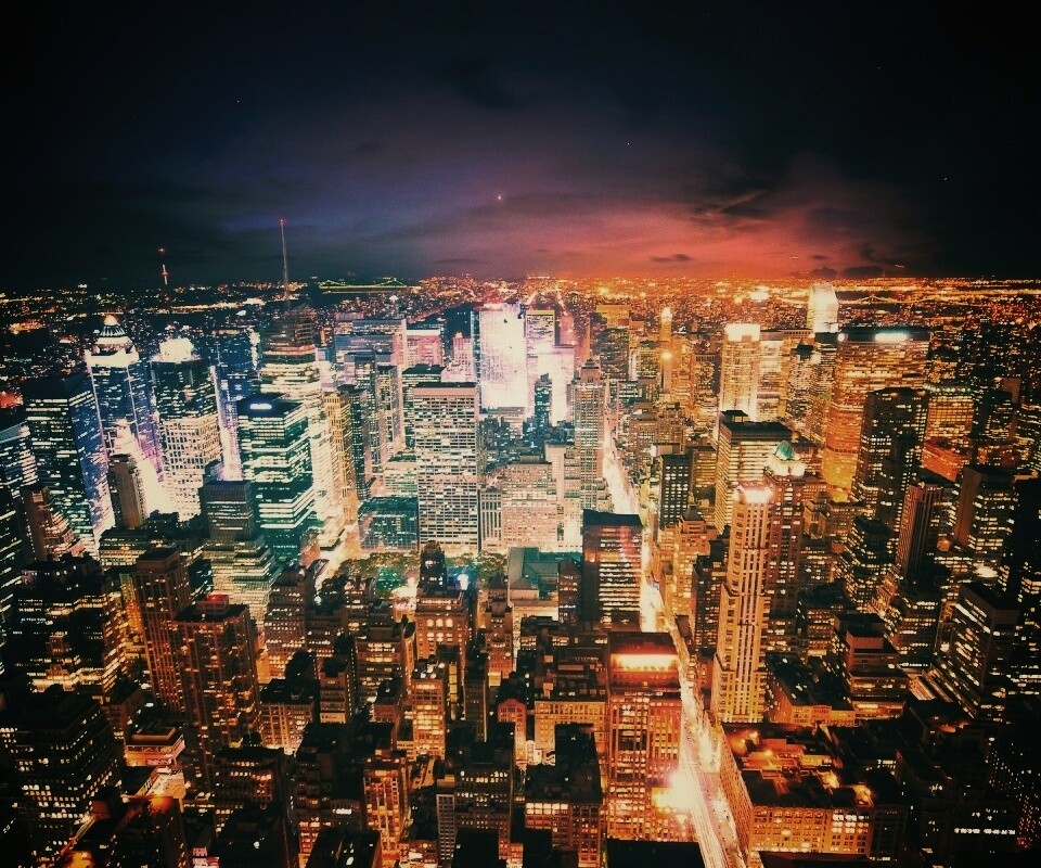 Вид на ночной Нью-Йорк обои