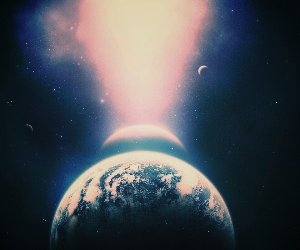 Свет звезды падает на планету обои