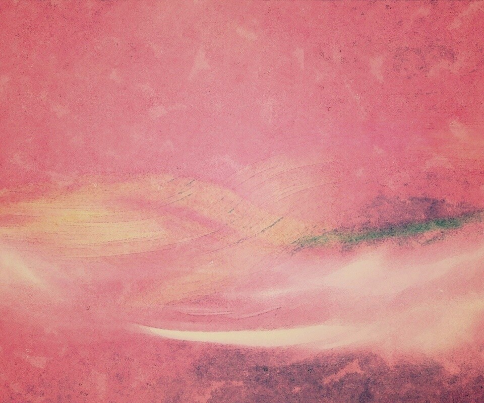 Радужные волны на нежно-фиолетовом фоне обои