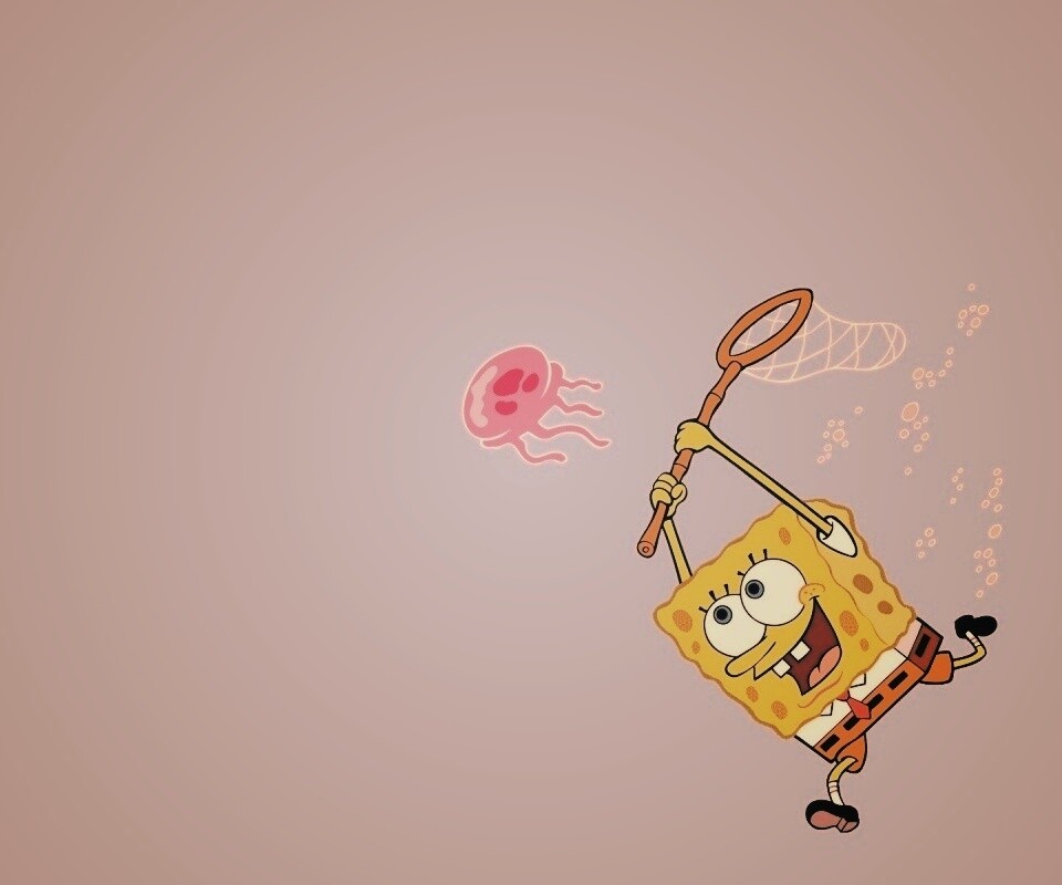 Губка Боб гонится за медузой обои