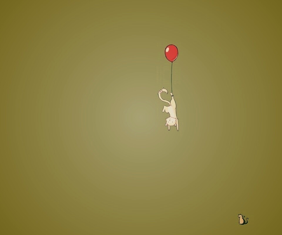 Котэ улетает на шаре обои