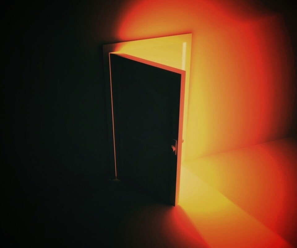 Свет из-за открытой двери обои