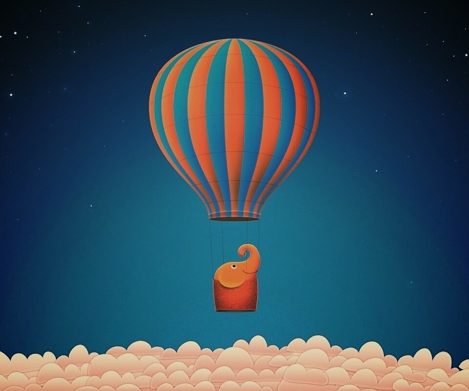 Слон на воздушном шаре обои