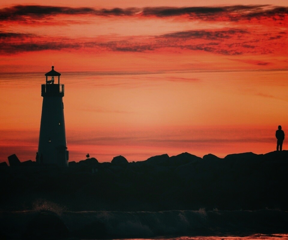 Вечерний маяк обои