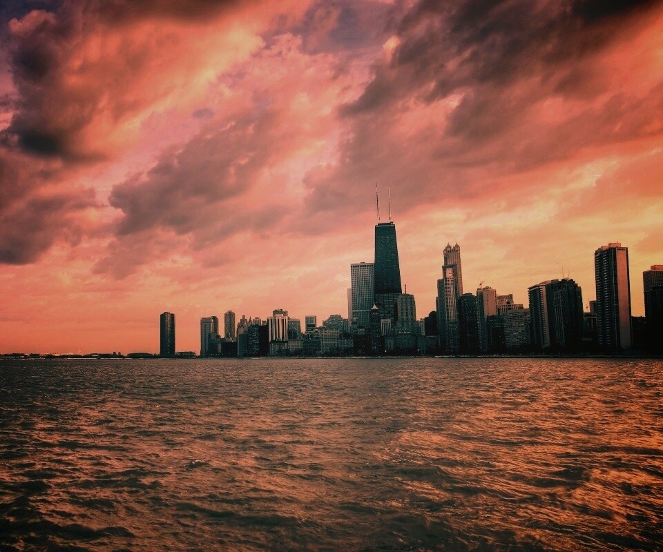 Вид на Чикаго обои