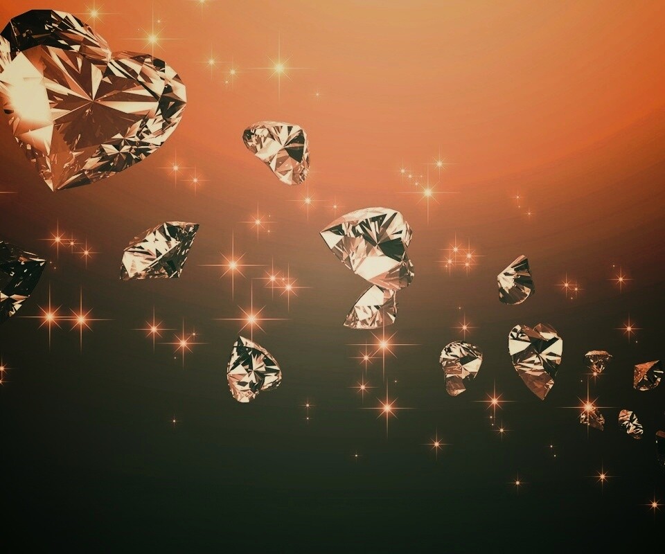 Бриллиантовые сердца обои