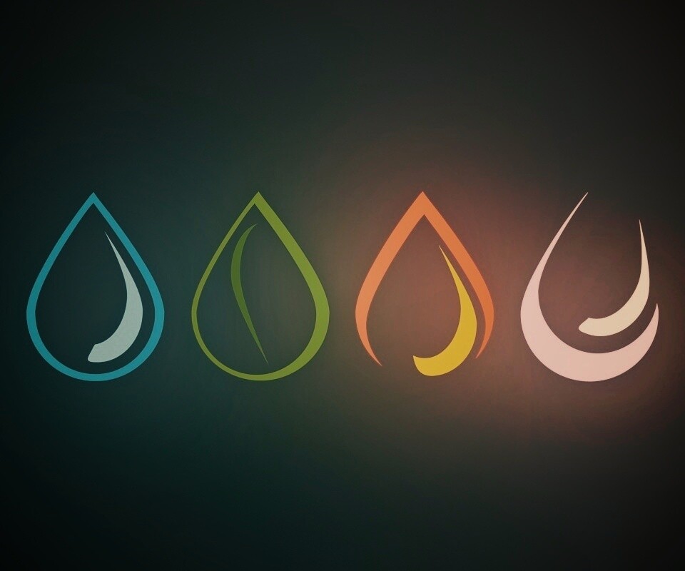 Четыре стихии в каплях обои