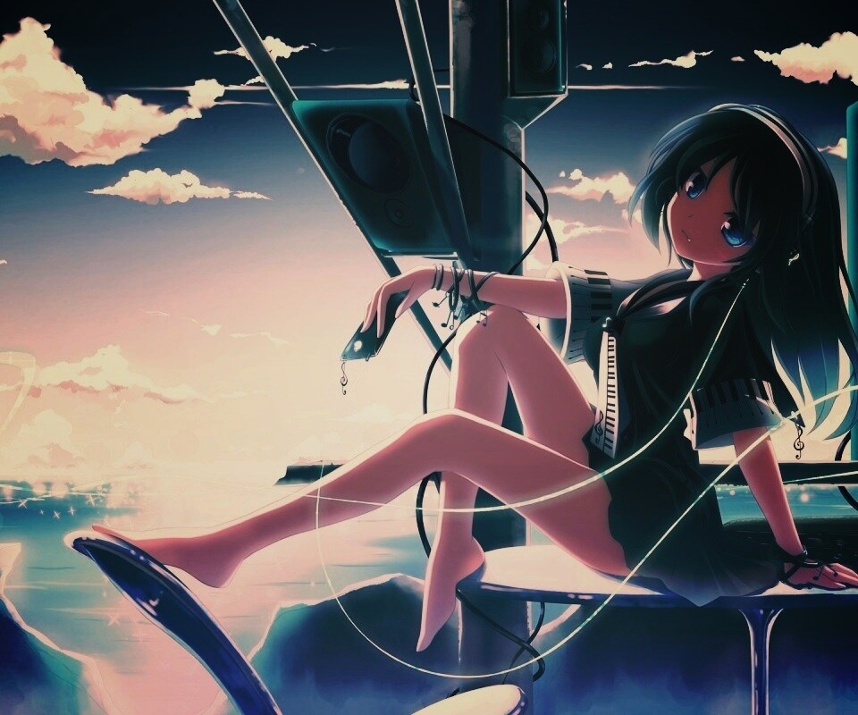 Девочка с плеером обои