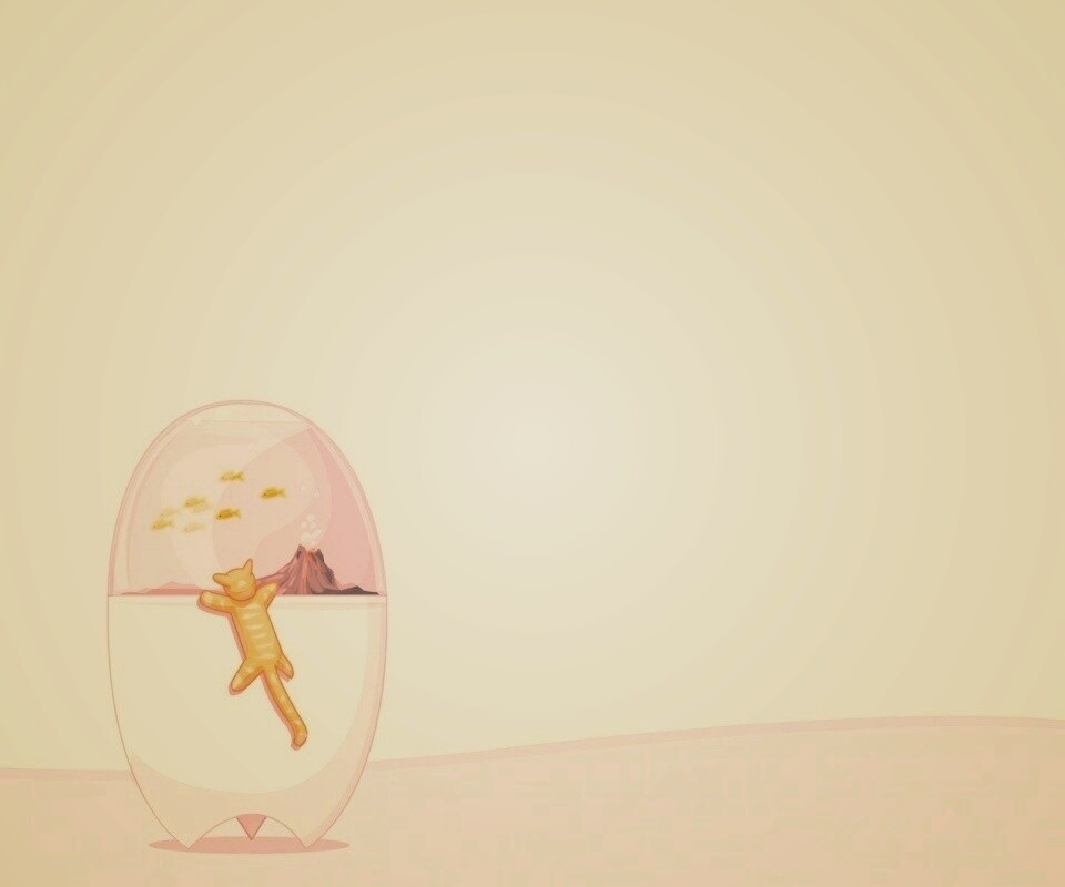 Кот прыгает на аквариум обои