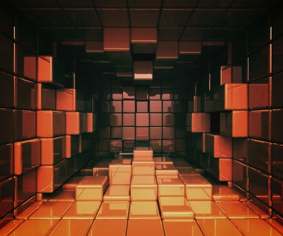 Комната из кубов обои