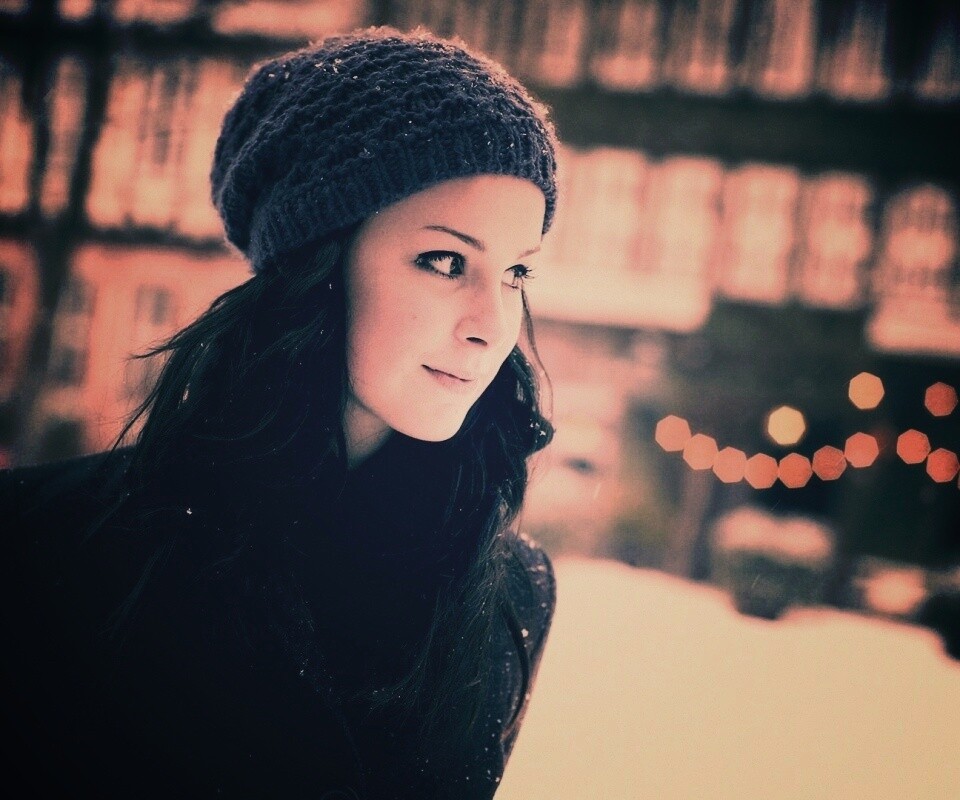 Девушка зимой обои