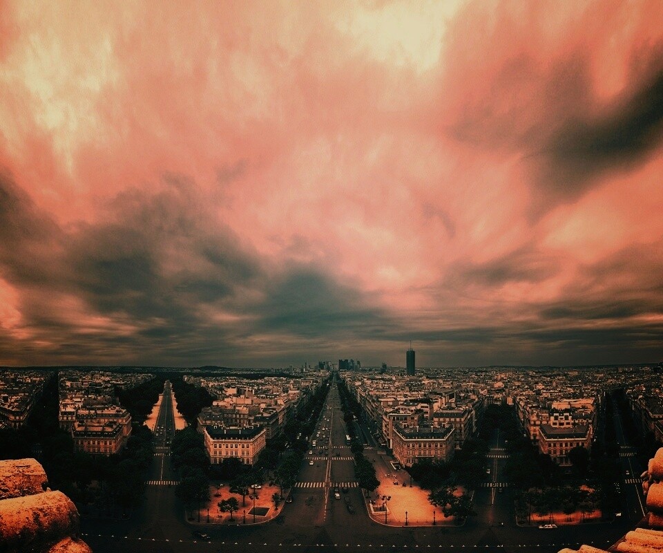 Париж широкоугольным объективном обои