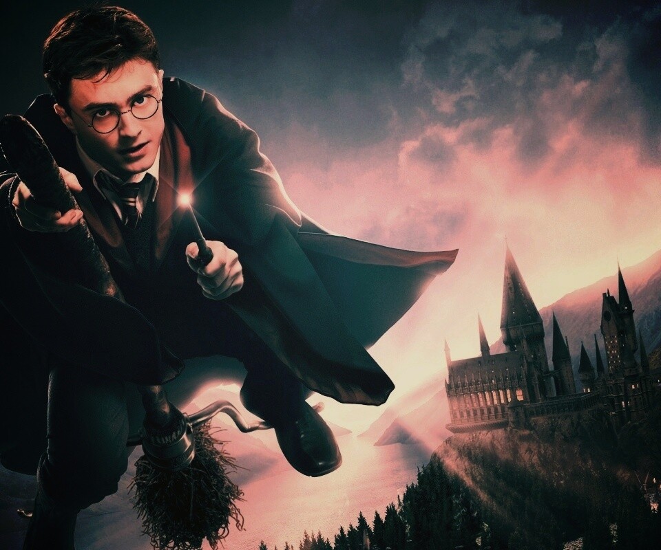 Гарри Поттер на метле обои