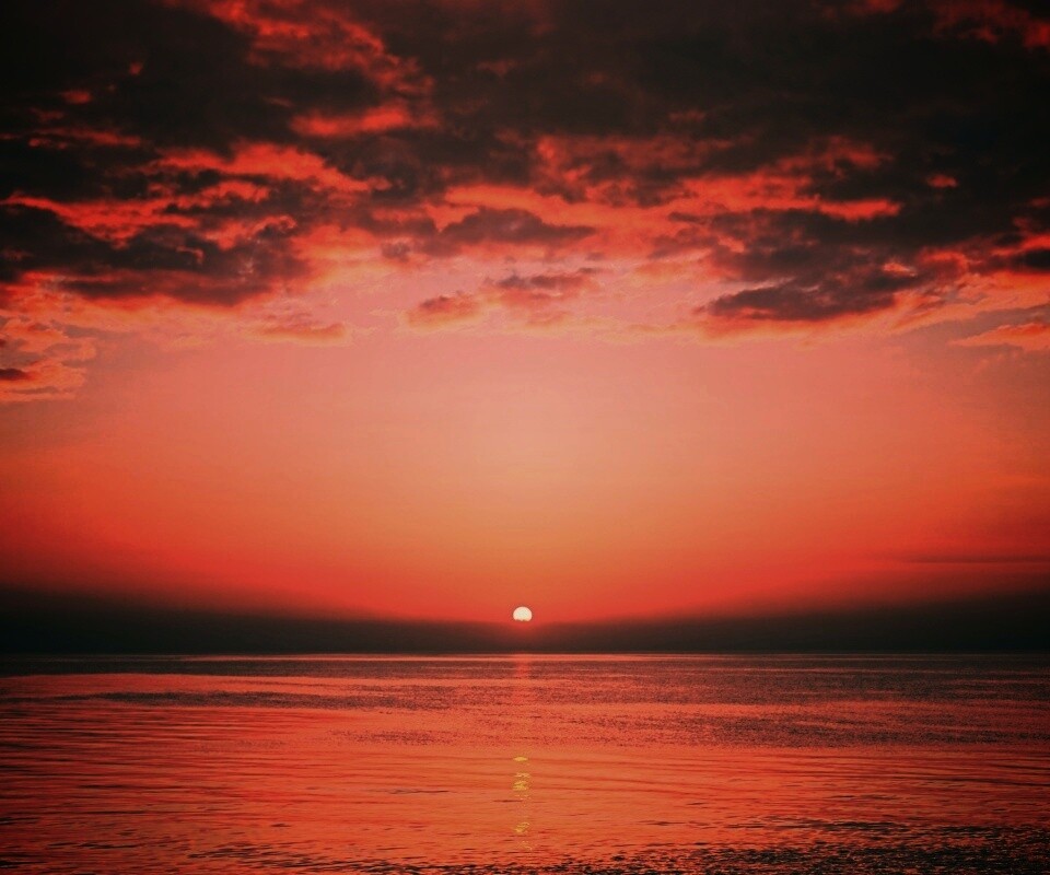 Багровый закат обои