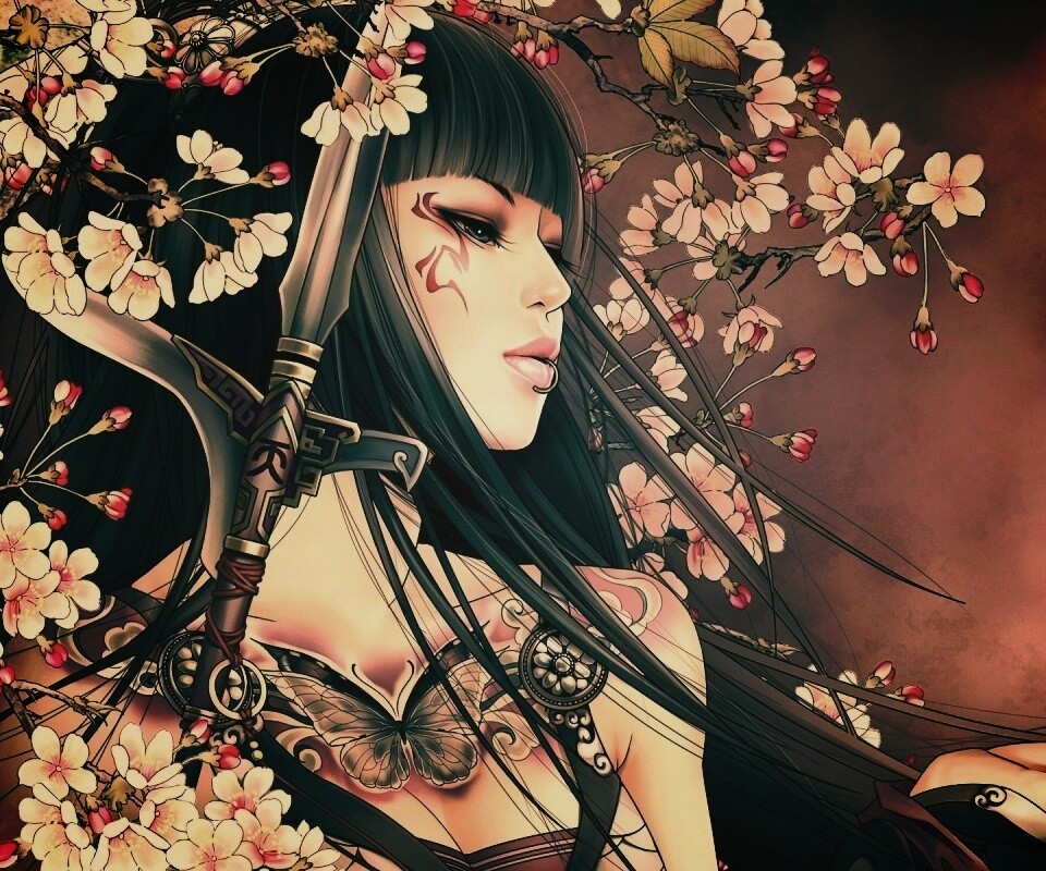 Элегантная девушка с оружием обои