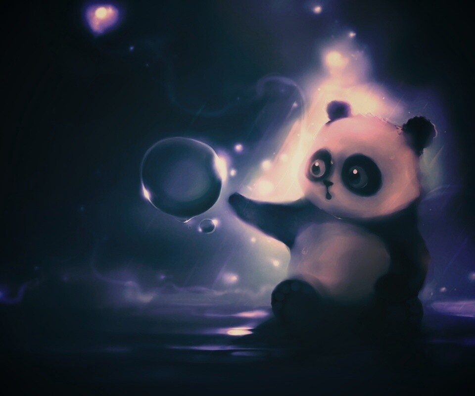 Панда и пузырек обои