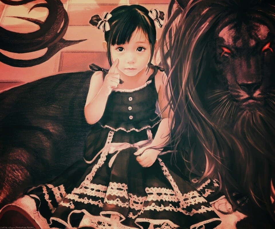 Тёмный лев обои