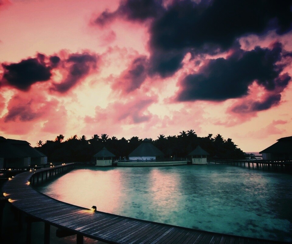 Бунгало на воде обои