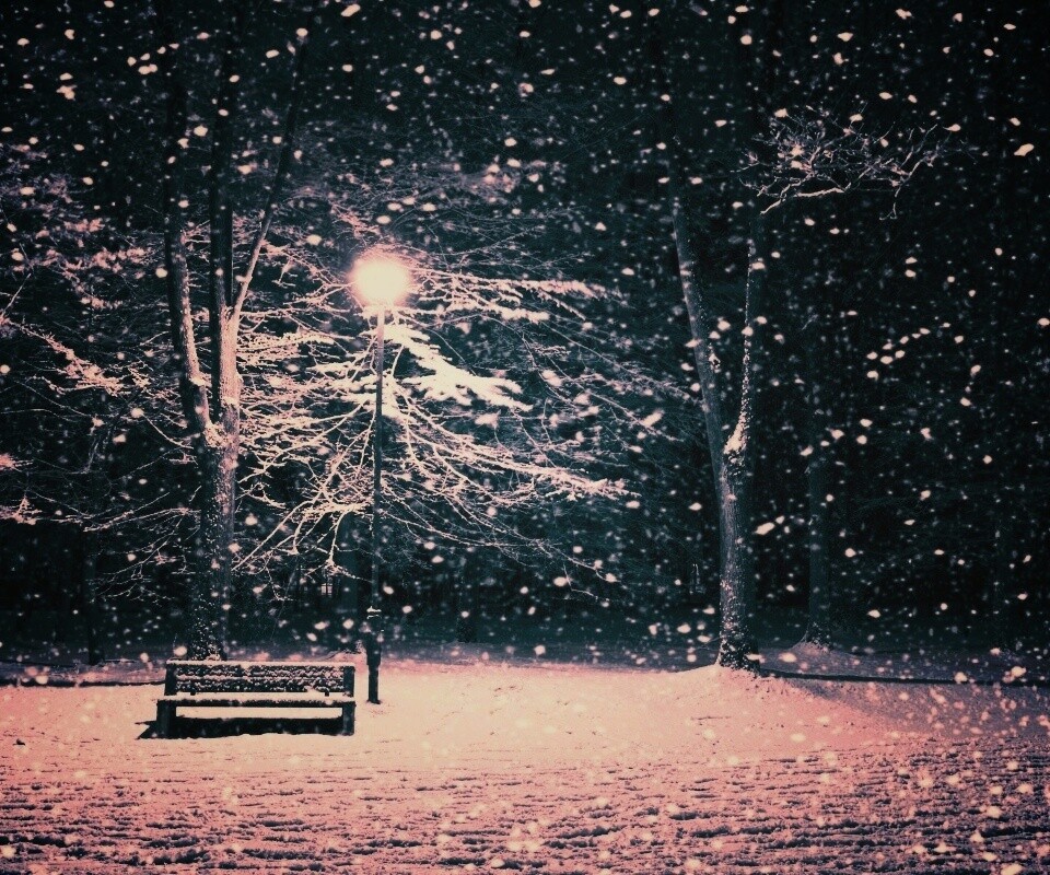 Ночь..улица..фонарь..скамейка.. обои