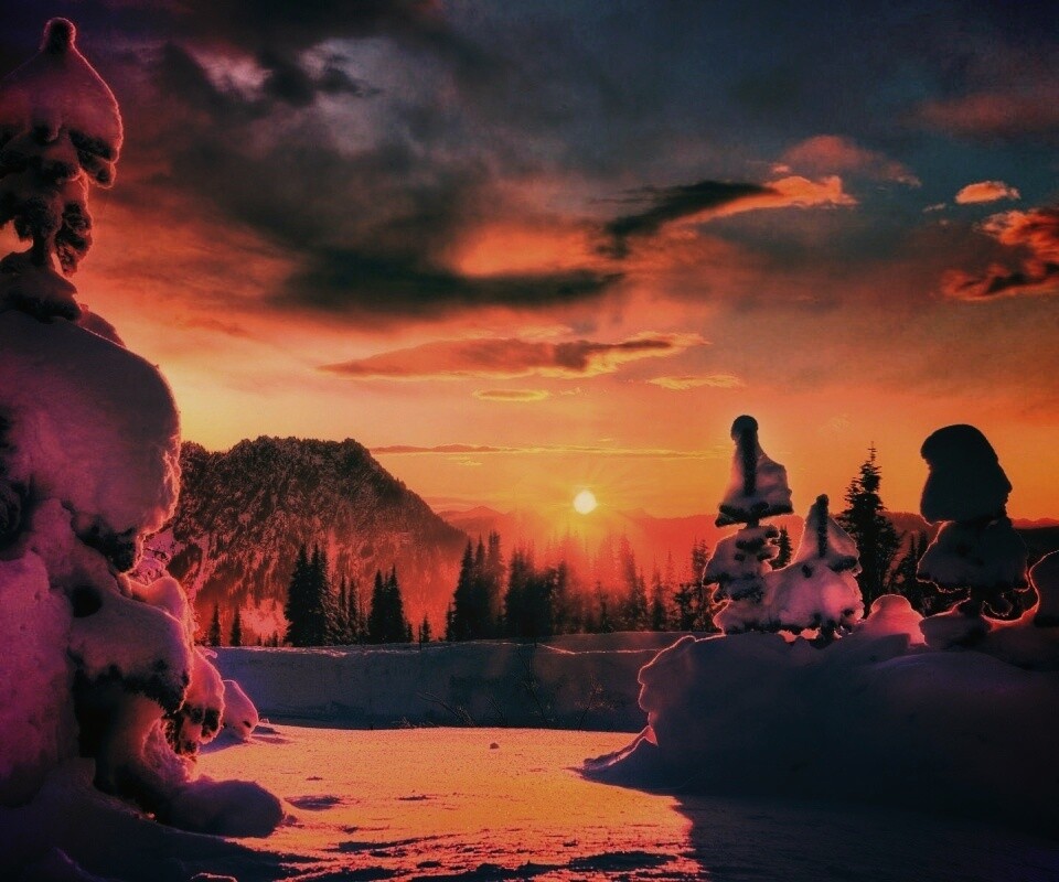 Зимнее солнце обои