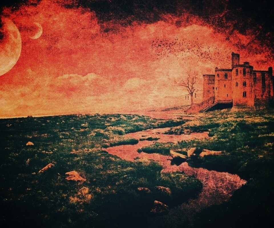 Старинный пейзаж с замком обои