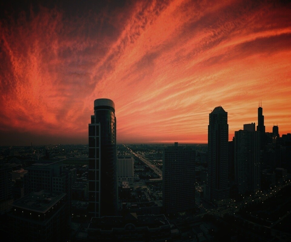 Сумерки в городе обои