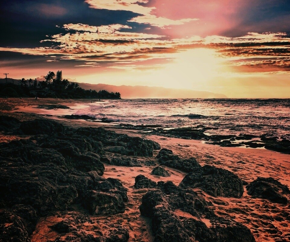 Закат на море обои