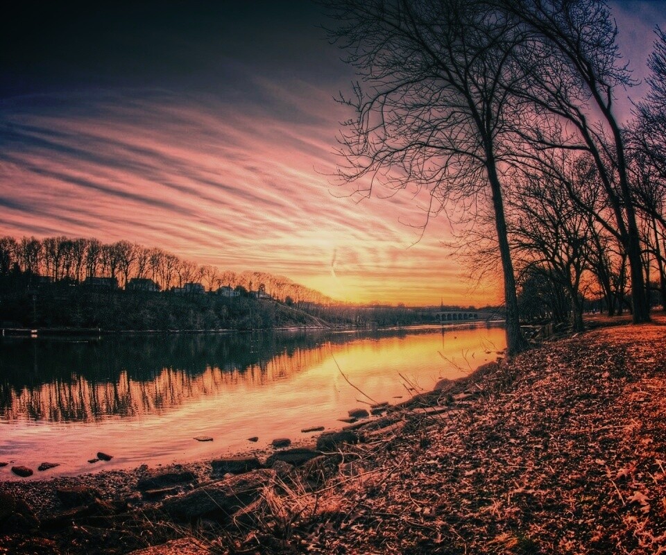 Осенний закат обои