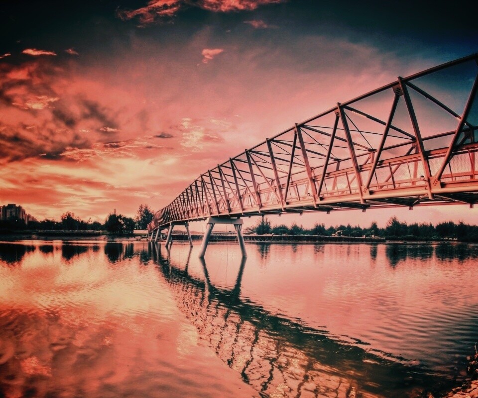 Мост через реку обои