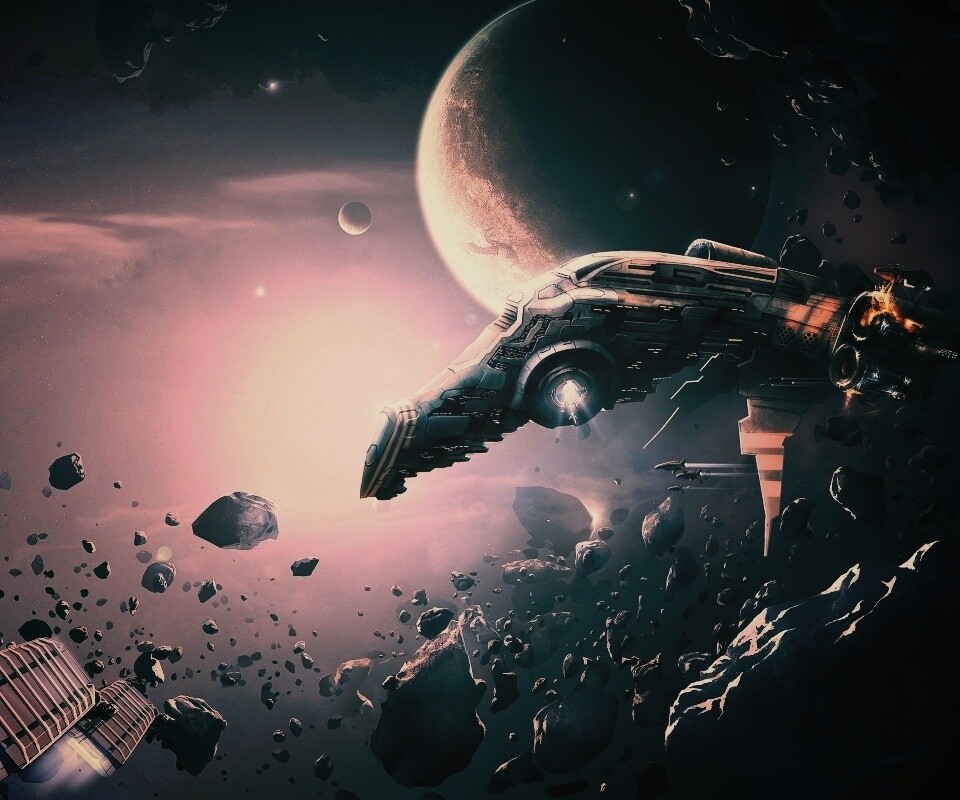 Космические корабли в поясе метеоритов обои