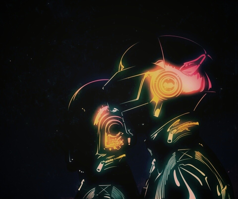 Яркий скетч Daft Punk обои